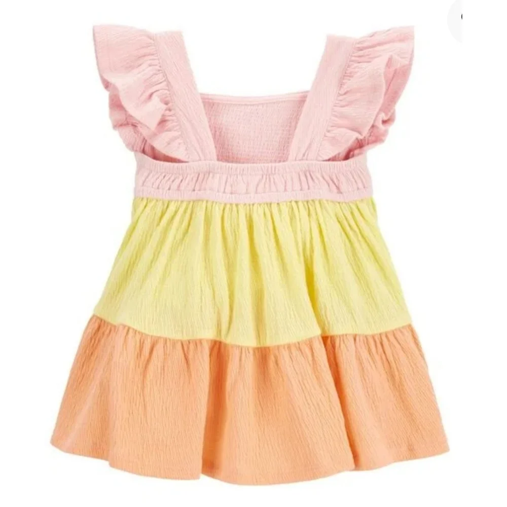 Carter's Baby Flutter Crinkle Jersey Dress Pastel Colors Size 18M
